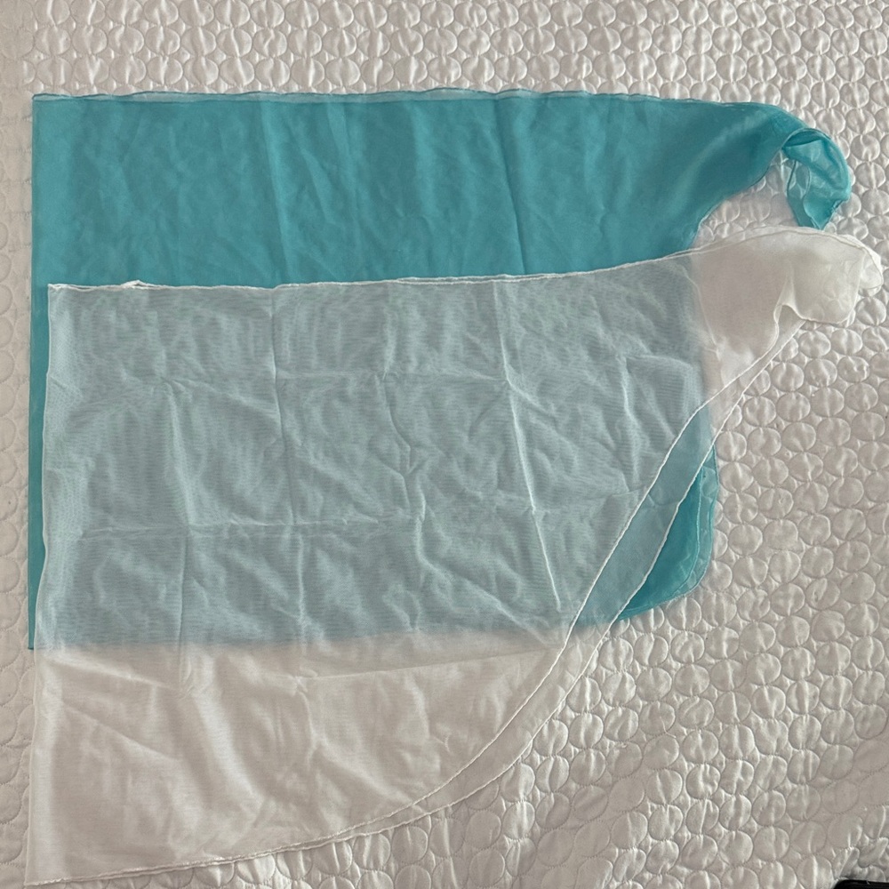 Women one size Blue and White Sheer Sarongs swim coverup mesh transparency